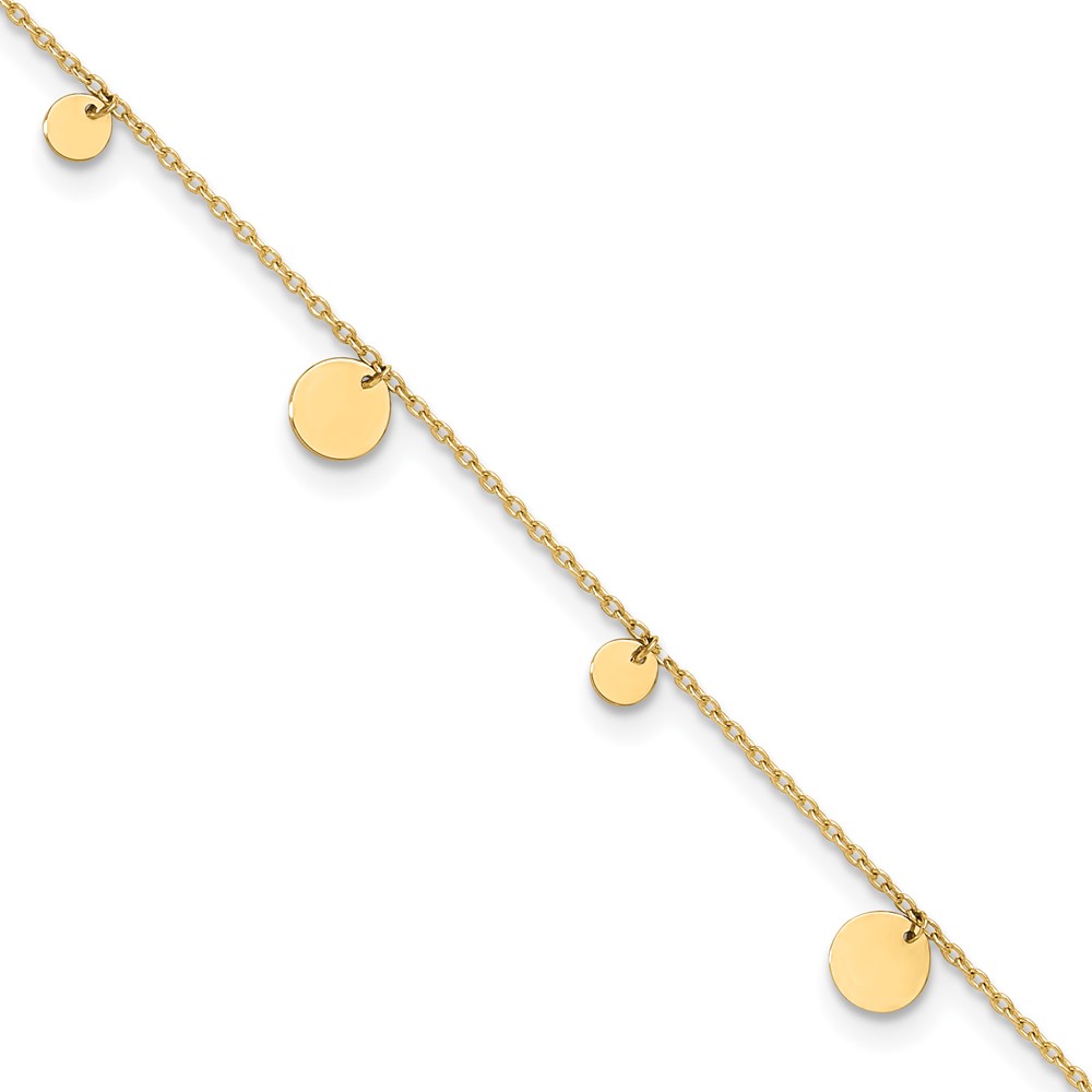 ANK350-9.jpg 14K Polished Circle Dangles Plus Extender - Total Anklet - Image 1