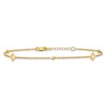14k Polished Cut-out Hearts and Diamond-cut Beads Plus Extender - Total Anklet - Image 3