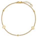 14k Polished Cut-out Hearts and Diamond-cut Beads Plus Extender - Total Anklet - Image 4