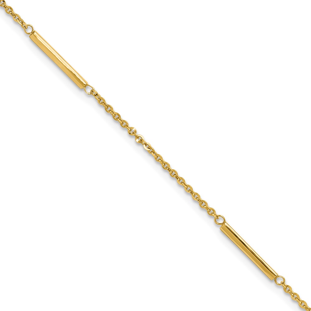ANK364-9.jpg 14k Cable Chain and Bar 3-Station Plus Extender - Total Anklet - Image 1