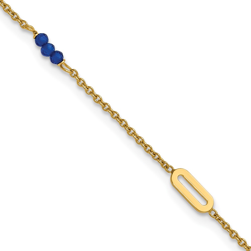 ANK372-9.jpg 14k Polished Blue Spinel Beads and Ovals Plus Extender - Total Anklet - Image 1
