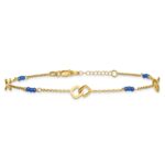 14k Polished Blue Spinel Beads and Squares Plus Extender - Total Anklet - Image 3