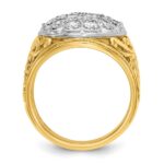 IBGoodman 14k Two-tone Men's Polished Filigree 2 Carat AA Quality Diamond Cluster Ring - Image 2
