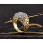 IBGoodman 14k Two-tone Men's Polished Filigree 2 Carat AA Quality Diamond Cluster Ring - Image 9