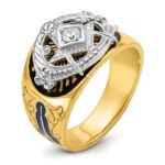 IBGoodman 10k Two-tone Men's Polished and Textured with Blue and Black Enamel Diamond Blue Lodge Master Masonic Ring - Image 6