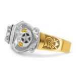 IBGoodman 10k Two-tone Men's Polished and Textured with Multi-color Enamel and Diamond Double Eagle Masonic Shriner's Ring - Image 3