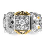 IBGoodman 10k Two-tone Men's Polished and Textured with Multi-color Enamel and Diamond Double Eagle Masonic Shriner's Ring - Image 4