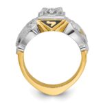 IBGoodman 14k Two-tone Men's Polished and Textured with Multi-color Enamel and Diamond Double Eagle Masonic Shriner's Ring - Image 2