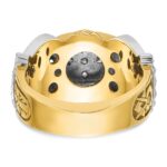 IBGoodman 14k Two-tone Men's Polished and Textured with Multi-color Enamel and Diamond Double Eagle Masonic Shriner's Ring - Image 5