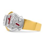 IBGoodman 10k Two-tone Men's Polished and Textured with Multi-color Enamel and Diamond Knights Templar Masonic Shriner's Ring - Image 3