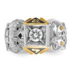 IBGoodman 14k Two-tone Men's Polished and Textured Double Eagle Masonic Shriner's Ring Mounting - Image 4
