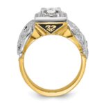 IBGoodman 14k Two-tone Men's Polished and Textured with Black Enamel and Diamond Double Eagle Masonic Shriner's Ring - Image 2