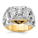 IBGoodman 14k Two-tone Men's Polished and Textured Double Eagle Masonic Shriner's Ring Mounting
