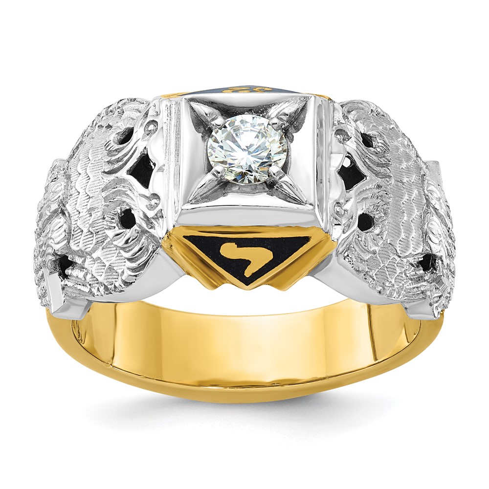 B02547-0YWA.jpg IBGoodman 10k Two-tone Men's Polished and Textured 32nd Degree Scottish Rite Masonic Ring Mounting - Image 1