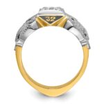 IBGoodman 14k Two-tone Men's Polished and Textured with Black Enamel and Diamond 32nd Degree Scottish Rite Masonic Ring - Image 3