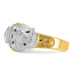 IBGoodman 14k Two-tone Men's Polished and Textured with Multi-color Enamel and Diamond Double Eagle Masonic Shriner's Ring - Image 5