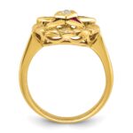 IBGoodman 14k Women's Polished and Textured with Multi-color CZ and Diamond Eastern Star Masonic Ring - Image 2