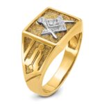 IBGoodman 14k with White Rhodium Men's Polished and Textured Diamond Blue Lodge Master Masonic Ring - Image 6
