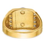 IBGoodman 14k Two-tone Men's Polished and Textured with Blue and Black Enamel Diamond Blue Lodge Master Masonic Ring - Image 5