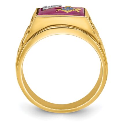 IBGoodman 14k Two-tone Men's Polished and Textured Blue Lodge Master Masonic Ring Mounting