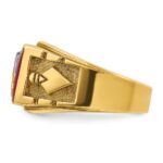 IBGoodman 14k Two-tone Men's Polished and Textured with Lab Created Ruby and Diamond Blue Lodge Master Masonic Ring - Image 2