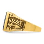 IBGoodman 14k Two-tone Men's Polished and Textured with Lab Created Sapphire and Diamond Blue Lodge Master Masonic Ring - Image 3