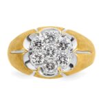 IBGoodman 14k Two-tone with White Rhodium Men's Polished Satin and Grooved 1 Carat AA Quality Diamond Round Cluster Ring - Image 6