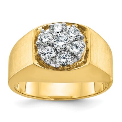 IBGoodman 14k Two-tone Men's Polished and Satin Round Cluster Ring Mounting