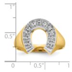 14k Two-tone IBGoodman Men's Satin Horseshoe 1/5 carat Diamond Complete Ring - Image 3