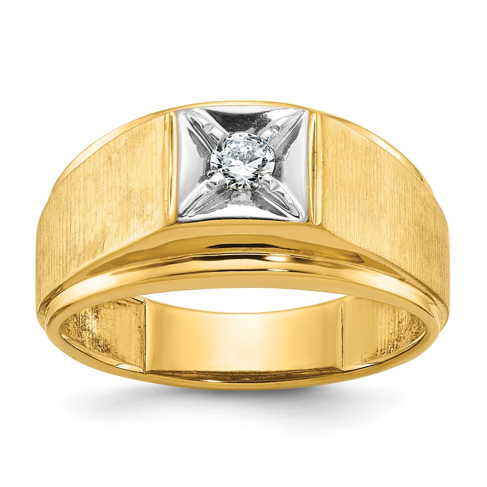 B05502-4YWAA-1.jpg 14k Two-tone IBGoodman Men's Polished and Satin 1/6 carat Diamond Complete Ring - Image 1