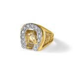 14k Two-tone IBGoodman Men's Horse and Horseshoe Diamond Ring Mounting - Image 9