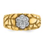 IBGoodman 10k Two-tone Men's Polished and Nugget Textured Round 1/2 Carat A Quality Diamond Cluster Ring - Image 4