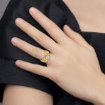 IBGoodman 14k Two-tone Men's Polished and Nugget Textured Round 1/2 Carat AA Quality Diamond Cluster Ring - Image 2
