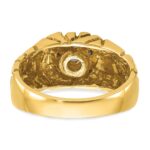 IBGoodman 14k Two-tone Men's Polished and Nugget Textured Round 1/2 Carat AA Quality Diamond Cluster Ring - Image 6