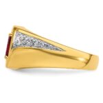 IBGoodman 14k 3/8 carat Lab Grown Diamond VS/SI+ G+ and Created Ruby Complete Men's Ring - Image 3