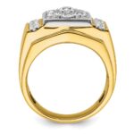IBGoodman 14k Two Tone 1 3/4 carat Lab Grown Diamond VS/SI+ G+ Complete Men's Polished and Satin Cluster Ring - Image 2