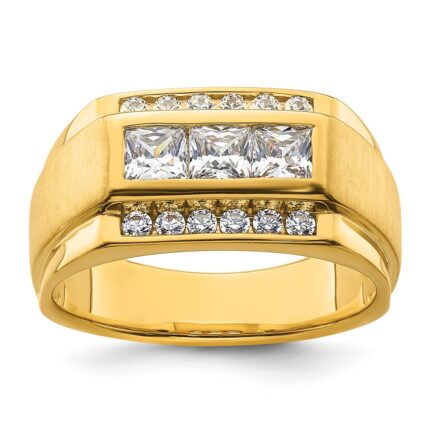 IBGoodman 14k 1 1/8 carat Lab Grown Diamond VS/SI+ G+ Complete Polished and Satin Men's Ring
