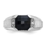 IBGoodman 14k White Gold Men's Polished and Satin Onyx and .02 Carat AA Quality Diamond Ring - Image 6