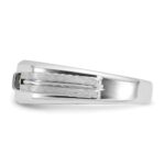 IBGoodman 14k White Gold Men's Polished Satin and Grooved Square 1/6 Carat AA Quality Diamond and Lab Created Sapphire 3-Stone Ring - Image 5