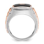 14k Two-tone White/Rose IBGoodman Men's Onyx and 1/10 carat Diamond Complete Ring - Image 2