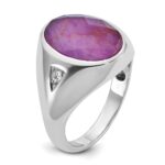 14k White Gold IBGoodman Men's Oval Ruby Doublet Stone and 1/15 carat Diamond Complete Ring - Image 8