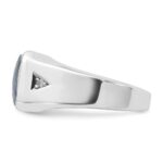 14k White Gold IBGoodman Men's Sapphire Doublet Stone and 1/20 carat Diamond Complete Ring - Image 5