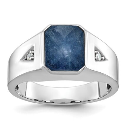 14k White Gold IBGoodman Men's Gemstone and Diamond Ring Mounting