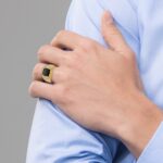 IBGoodman 14k Men's Polished and Nugget Textured Onyx and 1/4 Carat AA Quality Diamond Ring - Image 4