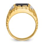 IBGoodman 14k Men's Polished and Nugget Textured Onyx and 1/4 Carat AA Quality Diamond Ring - Image 2