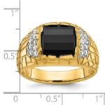 IBGoodman 14k Men's Polished and Nugget Textured Onyx and 1/4 Carat AA Quality Diamond Ring - Image 3
