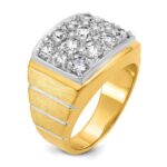 IBGoodman 14k with White Rhodium 1 7/8 carat Lab Grown Diamond VS/SI+ G+ Polished Satin and Grooved Men's Cluster Ring - Image 6
