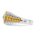 IBGoodman 14k Two-tone Men's Polished Satin and Textured 3/8 Carat AA Quality Diamond Ring - Image 5