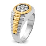 IBGoodman 14k Two-tone Men's Polished Satin and Textured Cluster Ring Mounting - Image 8