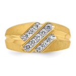 IBGoodman 14k Men's Polished Satin and Grooved 1/2 Carat AA Quality Diamond Ring - Image 6
